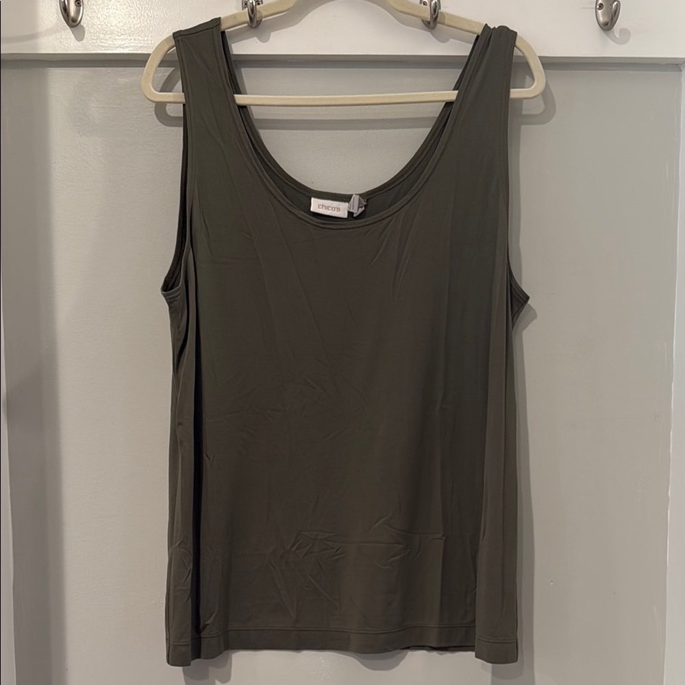 Chico's Green Tank Top with Scoop Neck